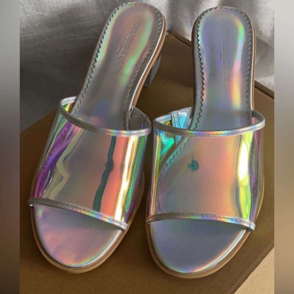 Karl Lagerfeld "Felda" Iridescent Sandals Heels